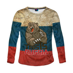Женский лонгслив 3D с принтом This is Russia , 100% полиэстер | длинные рукава, круглый вырез горловины, полуприлегающий силуэт | медведь | мишка | патриот | патриотизм | россия | руский | рф | страна | ярусский