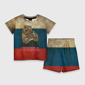 Детский костюм с шортами 3D с принтом This is Russia ,  |  | медведь | мишка | патриот | патриотизм | россия | руский | рф | страна | ярусский