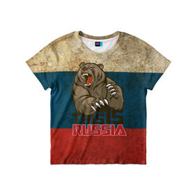 Детская футболка 3D с принтом This is Russia , 100% гипоаллергенный полиэфир | прямой крой, круглый вырез горловины, длина до линии бедер, чуть спущенное плечо, ткань немного тянется | медведь | мишка | патриот | патриотизм | россия | руский | рф | страна | ярусский