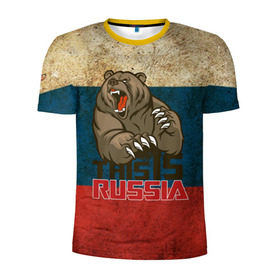 Мужская футболка 3D спортивная с принтом This is Russia , 100% полиэстер с улучшенными характеристиками | приталенный силуэт, круглая горловина, широкие плечи, сужается к линии бедра | Тематика изображения на принте: медведь | мишка | патриот | патриотизм | россия | руский | рф | страна | ярусский