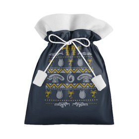 Подарочный 3D мешок с принтом Новогодний свитер Чужой , 100% полиэстер | Размер: 29*39 см | Тематика изображения на принте: alien | new year | новогодний
