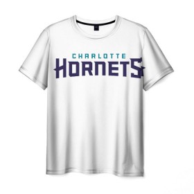 Мужская футболка 3D с принтом Charlotte Hornets , 100% полиэфир | прямой крой, круглый вырез горловины, длина до линии бедер | 