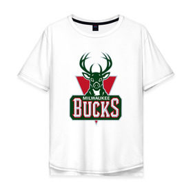 Мужская футболка хлопок Oversize с принтом Milwaukee Bucks , 100% хлопок | свободный крой, круглый ворот, “спинка” длиннее передней части | Тематика изображения на принте: 