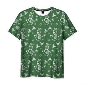 Мужская футболка 3D с принтом Новогодний узор , 100% полиэфир | прямой крой, круглый вырез горловины, длина до линии бедер | ангел | ёлка | ель | зима | колокольчик | нг | новый год | олень | рождество | санта | снег