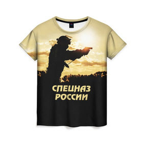 Женская футболка 3D с принтом Спецназ России , 100% полиэфир ( синтетическое хлопкоподобное полотно) | прямой крой, круглый вырез горловины, длина до линии бедер | special forces | армия | боец | военный | офицер | пистолет | россия | силуэт | спецназ | спецподразделение