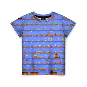 Детская футболка 3D с принтом Super Mario world , 100% гипоаллергенный полиэфир | прямой крой, круглый вырез горловины, длина до линии бедер, чуть спущенное плечо, ткань немного тянется | Тематика изображения на принте: nintendo | марио | нинтендо