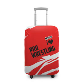 Чехол для чемодана 3D с принтом НФР: I Love Pro Wrestling , 86% полиэфир, 14% спандекс | двустороннее нанесение принта, прорези для ручек и колес | Тематика изображения на принте: danger zone | iwf | wrestling | нфр | опасная зона | реслинг | рестлинг