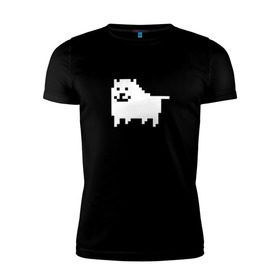 Мужская футболка премиум с принтом Undertale game doge , 92% хлопок, 8% лайкра | приталенный силуэт, круглый вырез ворота, длина до линии бедра, короткий рукав | Тематика изображения на принте: dog | андертейл | подземелье | собака