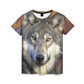 Женская футболка 3D с принтом Волк , 100% полиэфир ( синтетическое хлопкоподобное полотно) | прямой крой, круглый вырез горловины, длина до линии бедер | волк | волки | волчата | волчонок | хищник