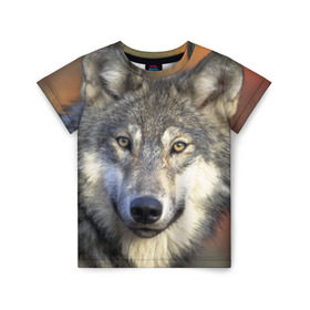 Детская футболка 3D с принтом Волк , 100% гипоаллергенный полиэфир | прямой крой, круглый вырез горловины, длина до линии бедер, чуть спущенное плечо, ткань немного тянется | волк | волки | волчата | волчонок | хищник