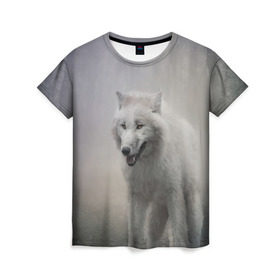 Женская футболка 3D с принтом Волк , 100% полиэфир ( синтетическое хлопкоподобное полотно) | прямой крой, круглый вырез горловины, длина до линии бедер | волки | хищник