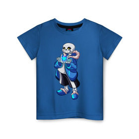 Детская футболка хлопок с принтом Sans , 100% хлопок | круглый вырез горловины, полуприлегающий силуэт, длина до линии бедер | sans | undertale