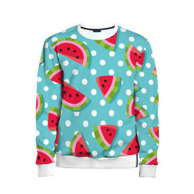 Детский свитшот 3D с принтом Арбузный рай , 100% полиэстер | свободная посадка, прямой крой, мягкая тканевая резинка на рукавах и понизу свитшота | berry | eat | fruit | pattern | sweet | watermelon | арбуз | еда | сладость | узор | фрукт | ягода