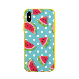Чехол для Apple iPhone X силиконовый матовый с принтом Арбузный рай , Силикон | Печать на задней стороне чехла, без боковой панели | berry | eat | fruit | pattern | sweet | watermelon | арбуз | еда | сладость | узор | фрукт | ягода