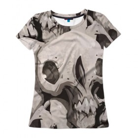 Женская футболка 3D с принтом Skull kamo , 100% полиэфир ( синтетическое хлопкоподобное полотно) | прямой крой, круглый вырез горловины, длина до линии бедер | helloween | skull | tumblr | хелоуин | череп