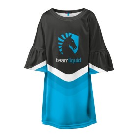 Детское платье 3D с принтом Team Liquid Uniform , 100% полиэстер | прямой силуэт, чуть расширенный к низу. Круглая горловина, на рукавах — воланы | dota | ggwp | glhf | team | team liquid | дота | игра | тим ликвид | униформа