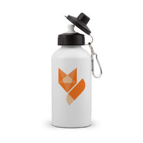 Бутылка спортивная с принтом Лиса минимализм , металл | емкость — 500 мл, в комплекте две пластиковые крышки и карабин для крепления | fox