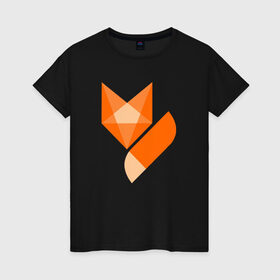 Женская футболка хлопок с принтом Лиса минимализм , 100% хлопок | прямой крой, круглый вырез горловины, длина до линии бедер, слегка спущенное плечо | fox