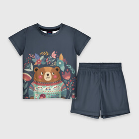 Детский костюм с шортами 3D с принтом Медведь ,  |  | Тематика изображения на принте: 