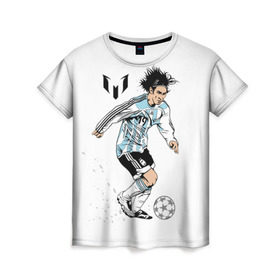 Женская футболка 3D с принтом Messi , 100% полиэфир ( синтетическое хлопкоподобное полотно) | прямой крой, круглый вырез горловины, длина до линии бедер | barselona | messi | аргентина | барселона | испания | месси | мяч | футбол