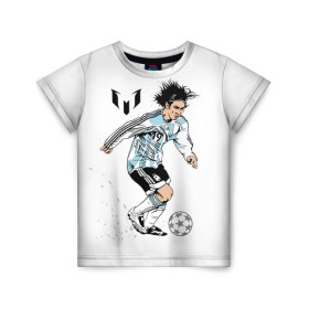 Детская футболка 3D с принтом Messi , 100% гипоаллергенный полиэфир | прямой крой, круглый вырез горловины, длина до линии бедер, чуть спущенное плечо, ткань немного тянется | barselona | messi | аргентина | барселона | испания | месси | мяч | футбол