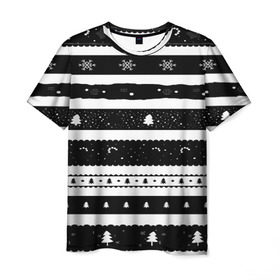 Мужская футболка 3D с принтом Рождество , 100% полиэфир | прямой крой, круглый вырез горловины, длина до линии бедер | вязаный | рождество | свитер | текстура
