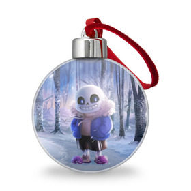 Ёлочный шар с принтом Winter forest & Sans , Пластик | Диаметр: 77 мм | Тематика изображения на принте: sans | андертейл | подземелье | санс