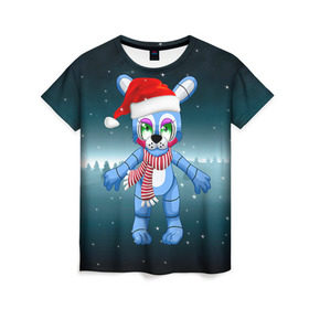 Женская футболка 3D с принтом Five Nights At Freddy`s , 100% полиэфир ( синтетическое хлопкоподобное полотно) | прямой крой, круглый вырез горловины, длина до линии бедер | fnaf | freddy | бонни | медведь | мишка | фнаф | фокси | фредди
