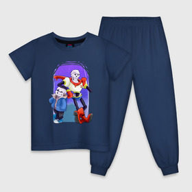 Детская пижама хлопок с принтом Sans & Papyrus , 100% хлопок |  брюки и футболка прямого кроя, без карманов, на брюках мягкая резинка на поясе и по низу штанин
 | papyrus | sans | undertale