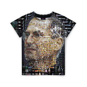 Детская футболка 3D с принтом Стив Джобс , 100% гипоаллергенный полиэфир | прямой крой, круглый вырез горловины, длина до линии бедер, чуть спущенное плечо, ткань немного тянется | steve jobs