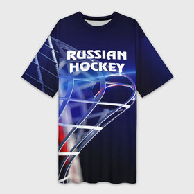 Платье-футболка 3D с принтом Русский хоккей ,  |  | hockey | red machine | красная машина | кхл | русский | сборная россии | хоккей | шайба