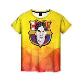 Женская футболка 3D с принтом Месси - Барселона , 100% полиэфир ( синтетическое хлопкоподобное полотно) | прямой крой, круглый вырез горловины, длина до линии бедер | barselona | messi | аргентина | барселона | испания | месси | футбол