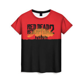 Женская футболка 3D с принтом Red Dead Redemption 2 , 100% полиэфир ( синтетическое хлопкоподобное полотно) | прямой крой, круглый вырез горловины, длина до линии бедер | rdr | rdr2 | red dead redemption 2 | rockstar | дикий запад | ковбои