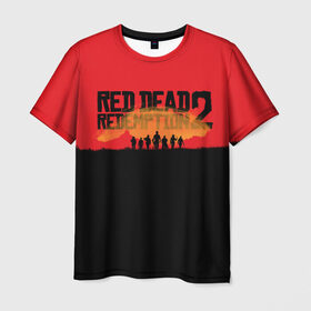 Мужская футболка 3D с принтом Red Dead Redemption 2 , 100% полиэфир | прямой крой, круглый вырез горловины, длина до линии бедер | Тематика изображения на принте: rdr | rdr2 | red dead redemption 2 | rockstar | дикий запад | ковбои