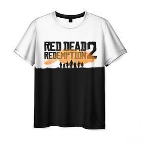 Мужская футболка 3D с принтом Red Dead Redemption 2 , 100% полиэфир | прямой крой, круглый вырез горловины, длина до линии бедер | rdr | rdr2 | red dead redemption 2 | rockstar | дикий запад | ковбои