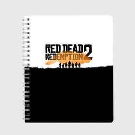 Тетрадь с принтом Red Dead Redemption 2 , 100% бумага | 48 листов, плотность листов — 60 г/м2, плотность картонной обложки — 250 г/м2. Листы скреплены сбоку удобной пружинной спиралью. Уголки страниц и обложки скругленные. Цвет линий — светло-серый
 | rdr | rdr2 | red dead redemption 2 | rockstar | дикий запад | ковбои