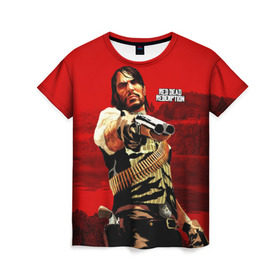 Женская футболка 3D с принтом Red Dead Redemption , 100% полиэфир ( синтетическое хлопкоподобное полотно) | прямой крой, круглый вырез горловины, длина до линии бедер | rdr | rdr2 | red dead redemption 2 | rockstar | дикий запад | ковбои