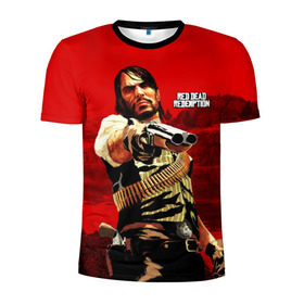 Мужская футболка 3D спортивная с принтом Red Dead Redemption , 100% полиэстер с улучшенными характеристиками | приталенный силуэт, круглая горловина, широкие плечи, сужается к линии бедра | rdr | rdr2 | red dead redemption 2 | rockstar | дикий запад | ковбои