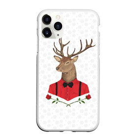 Чехол для iPhone 11 Pro матовый с принтом Christmas Deer , Силикон |  | new year | олень | рождество | роза | снег | узор