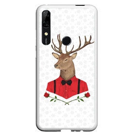 Чехол для Honor P Smart Z с принтом Christmas Deer , Силикон | Область печати: задняя сторона чехла, без боковых панелей | Тематика изображения на принте: new year | олень | рождество | роза | снег | узор