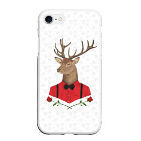 Чехол для iPhone 7/8 матовый с принтом Christmas Deer , Силикон | Область печати: задняя сторона чехла, без боковых панелей | new year | олень | рождество | роза | снег | узор