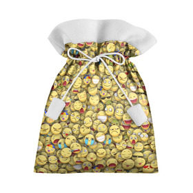 Подарочный 3D мешок с принтом Смайлики. Стикербомбинг , 100% полиэстер | Размер: 29*39 см | emoji | желтый | мем | смайл | стикербомбинг | текстура | улыбка | эмодзи