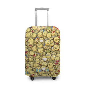 Чехол для чемодана 3D с принтом Смайлики. Стикербомбинг , 86% полиэфир, 14% спандекс | двустороннее нанесение принта, прорези для ручек и колес | emoji | желтый | мем | смайл | стикербомбинг | текстура | улыбка | эмодзи