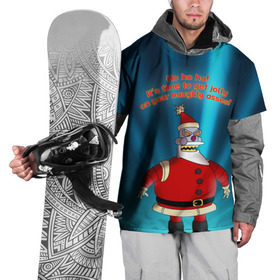 Накидка на куртку 3D с принтом Робот Санта , 100% полиэстер |  | futurama | зима | мультфильм | новый год | рождество | футурама