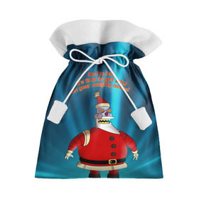 Подарочный 3D мешок с принтом Робот Санта , 100% полиэстер | Размер: 29*39 см | futurama | зима | мультфильм | новый год | рождество | футурама