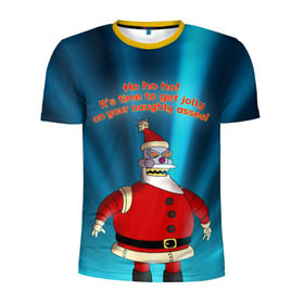 Мужская футболка 3D спортивная с принтом Робот Санта , 100% полиэстер с улучшенными характеристиками | приталенный силуэт, круглая горловина, широкие плечи, сужается к линии бедра | futurama | зима | мультфильм | новый год | рождество | футурама