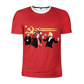 Мужская футболка 3D спортивная с принтом Back in the USSR , 100% полиэстер с улучшенными характеристиками | приталенный силуэт, круглая горловина, широкие плечи, сужается к линии бедра | гевара | ленин | ретро | советский | союз | ссср | сталин | че
