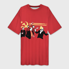 Платье-футболка 3D с принтом Back in the USSR ,  |  | гевара | ленин | ретро | советский | союз | ссср | сталин | че