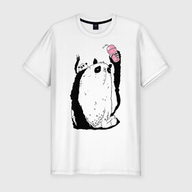 Мужская футболка премиум с принтом panda , 92% хлопок, 8% лайкра | приталенный силуэт, круглый вырез ворота, длина до линии бедра, короткий рукав | Тематика изображения на принте: dd | drop dead | dropdead | milk | milkshake | panda | tmblr | tumbler