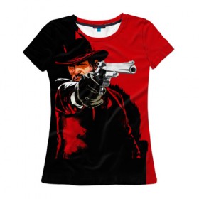 Женская футболка 3D с принтом Стрелок , 100% полиэфир ( синтетическое хлопкоподобное полотно) | прямой крой, круглый вырез горловины, длина до линии бедер | выстрел | ковбой | оружие | пистолет | револьвер | силовые структуры | стрелять